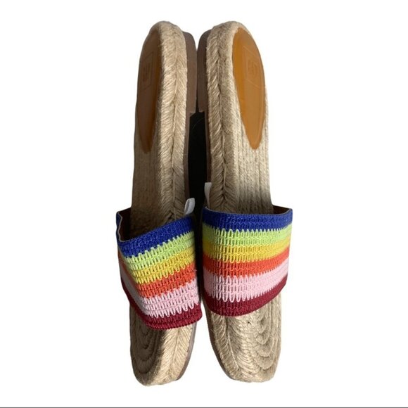 🌈 Gap Rainbow Slides Espadrille Sandals Multicolor Casual Pride Size 11 🌈 - Picture 4 of 8
